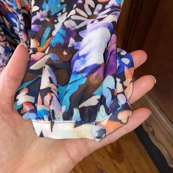 BELLE BADGLEY MISCHKA Alison V-Neck Printed Garden Floral Dress - Picture 9 of 14